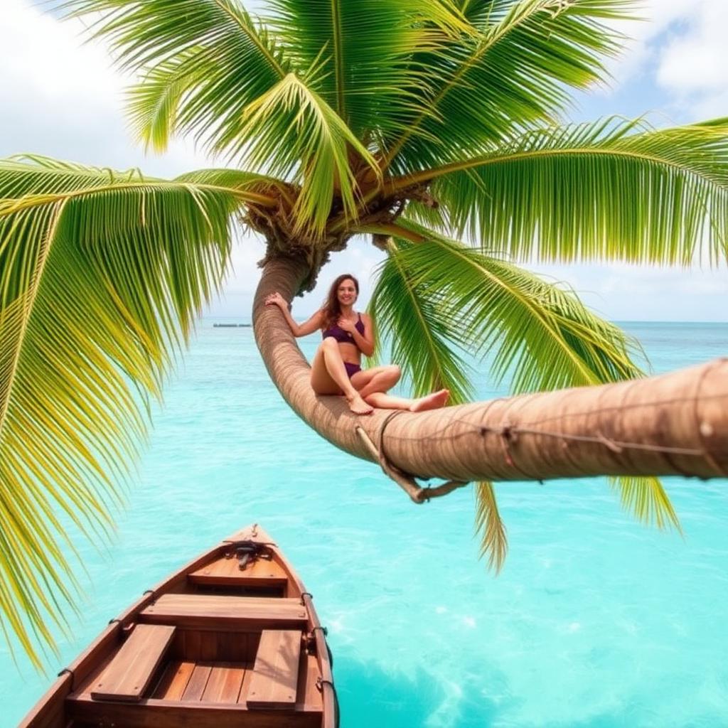 Traveler on palm